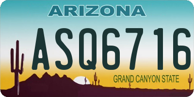 AZ license plate ASQ6716