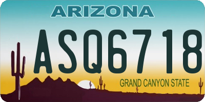 AZ license plate ASQ6718