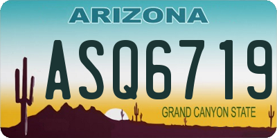 AZ license plate ASQ6719