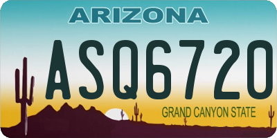 AZ license plate ASQ6720