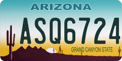 AZ license plate ASQ6724