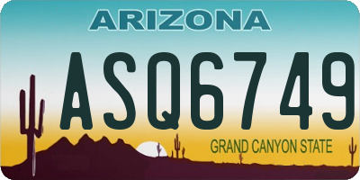 AZ license plate ASQ6749