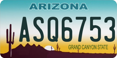 AZ license plate ASQ6753