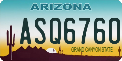 AZ license plate ASQ6760