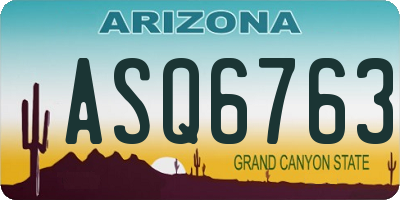 AZ license plate ASQ6763