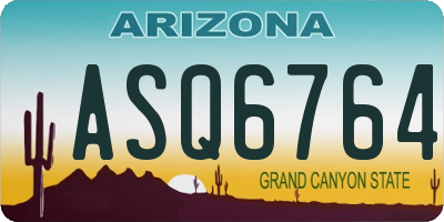 AZ license plate ASQ6764