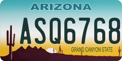 AZ license plate ASQ6768