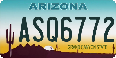 AZ license plate ASQ6772