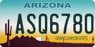 AZ license plate ASQ6780