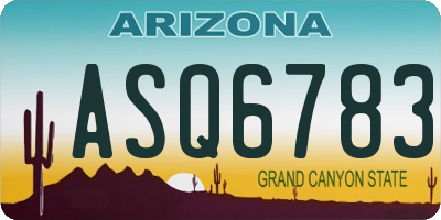 AZ license plate ASQ6783