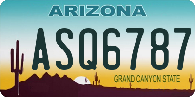 AZ license plate ASQ6787