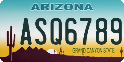 AZ license plate ASQ6789