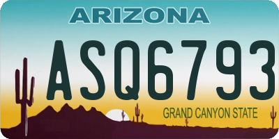 AZ license plate ASQ6793