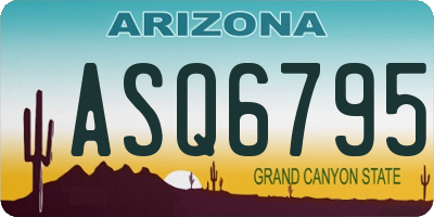 AZ license plate ASQ6795