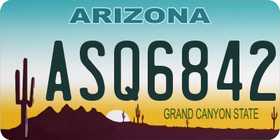 AZ license plate ASQ6842