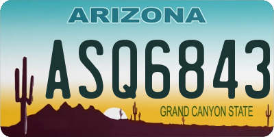 AZ license plate ASQ6843