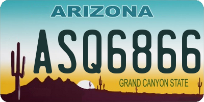 AZ license plate ASQ6866