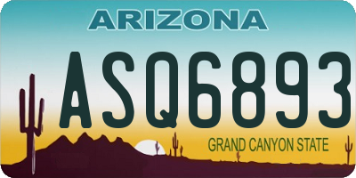 AZ license plate ASQ6893