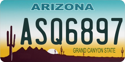 AZ license plate ASQ6897