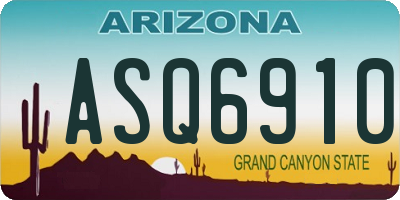 AZ license plate ASQ6910