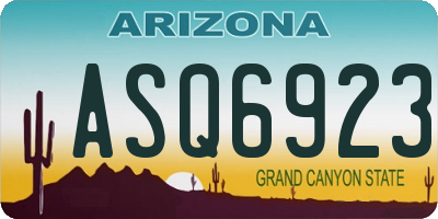 AZ license plate ASQ6923