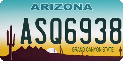 AZ license plate ASQ6938