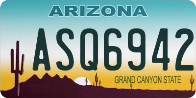 AZ license plate ASQ6942