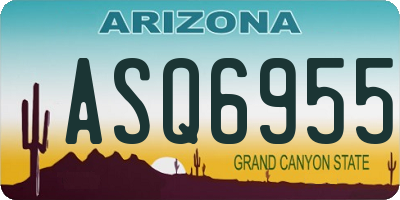 AZ license plate ASQ6955