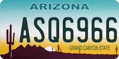 AZ license plate ASQ6966