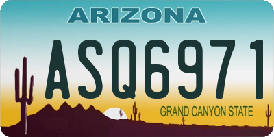 AZ license plate ASQ6971