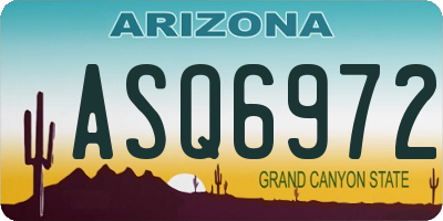 AZ license plate ASQ6972