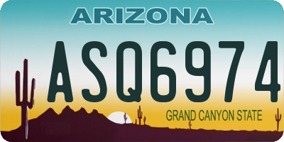 AZ license plate ASQ6974