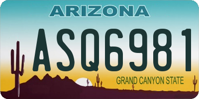 AZ license plate ASQ6981