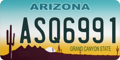 AZ license plate ASQ6991