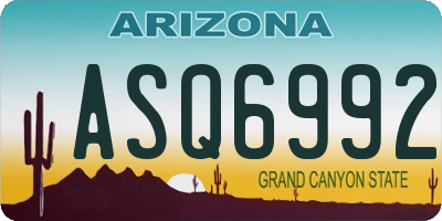 AZ license plate ASQ6992