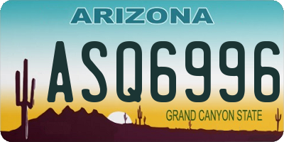 AZ license plate ASQ6996