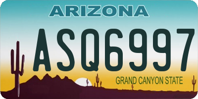 AZ license plate ASQ6997