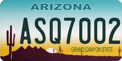 AZ license plate ASQ7002