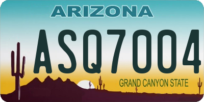 AZ license plate ASQ7004