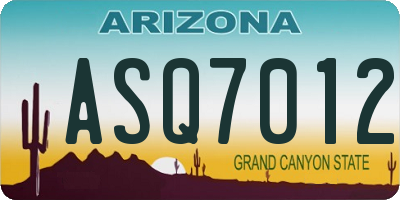 AZ license plate ASQ7012