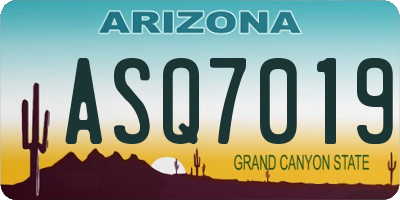 AZ license plate ASQ7019