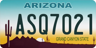 AZ license plate ASQ7021