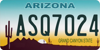 AZ license plate ASQ7024