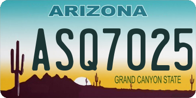 AZ license plate ASQ7025