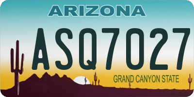 AZ license plate ASQ7027