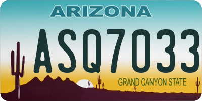 AZ license plate ASQ7033