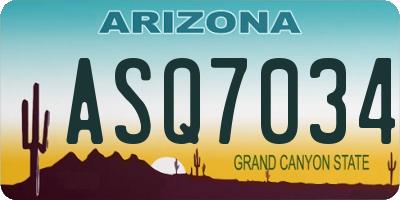 AZ license plate ASQ7034