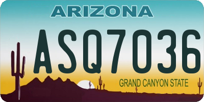 AZ license plate ASQ7036