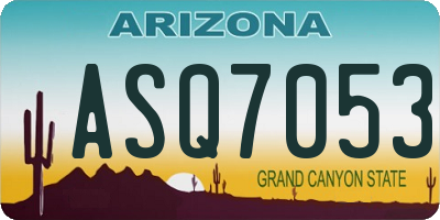 AZ license plate ASQ7053