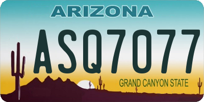 AZ license plate ASQ7077